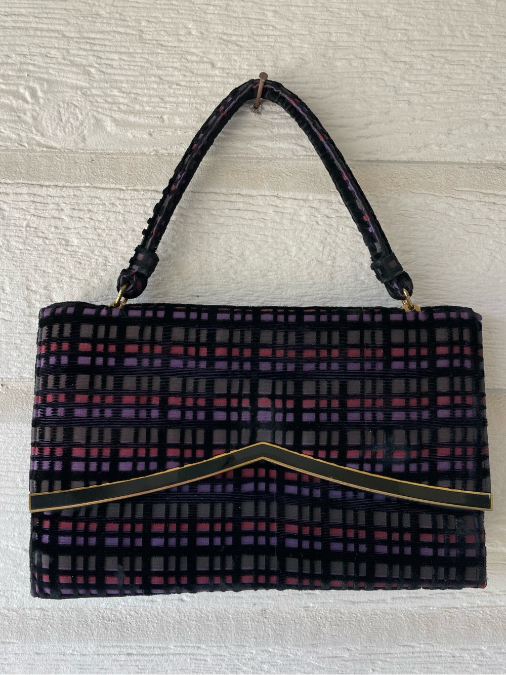 Vintage Crown Lewis Multicolor Plaid Handle Bag